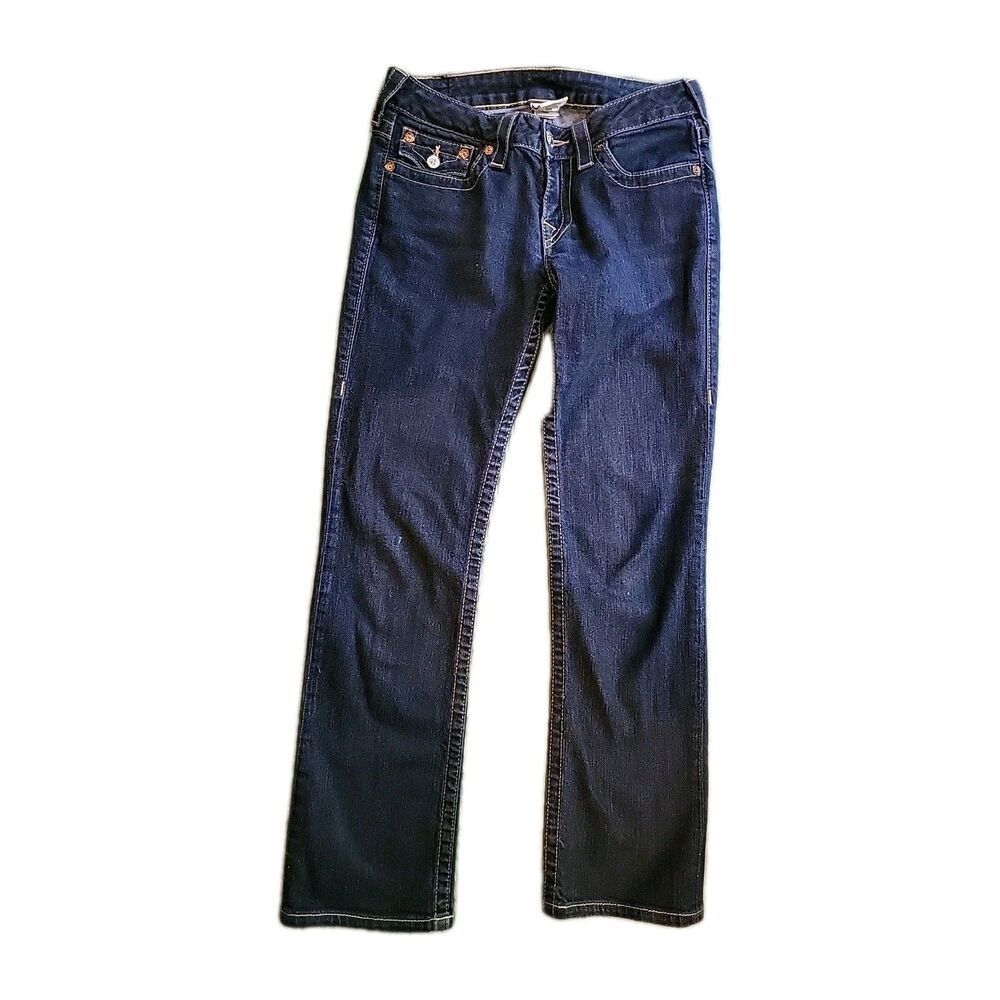 True Religion Dark Blue Silver Sequin Beck Jeans Size 29